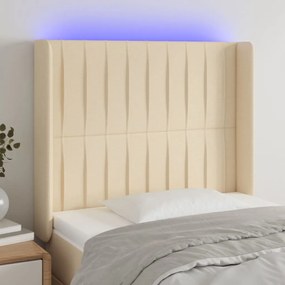 Testiera A Led Crema 103x16x118/128 Cm İn Tessuto /