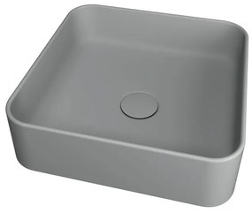 Lavabo da appoggio Smash OLYMPIA CERAMICA quadrato piletta non inclusa in ceramica L 40 x H 14 x P 20 cm grigio opaco piletta non inclusa