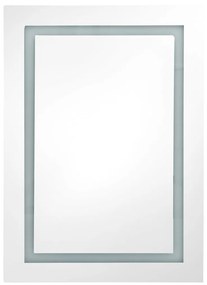 Armadietto bagno con specchio e led grigio lucido 50x13x70 cm