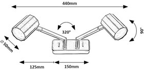Rabalux 73028 - Faretto da parete KARTER 2xGU10/5W/230V