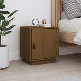 Comodino Marrone Ambrato 40x34x45 Cm İn Legno Massello Di Pino /