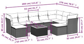 Set divano da giardino 10 pz con cuscini grigio in polyrattan