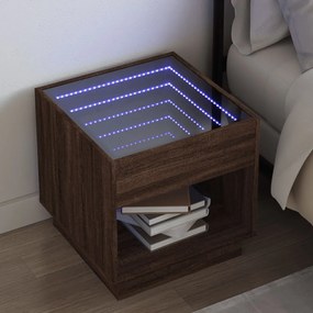 Comodino Con Led Infinity Rovere Marrone 50x50x50 Cm /
