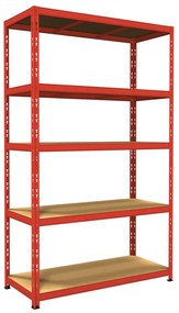 Scaffale in kit 5 ripiani Pokerino L 120 x P 50 x H 200 cm rosso, portata per ripiano 250 kg