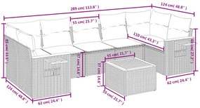 Set divani da giardino con cuscini 8 pz nero in polyrattan