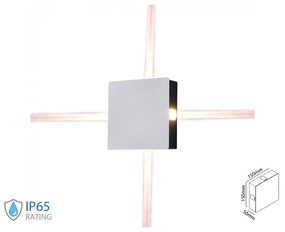 Applique Lampada LED da Muro Quadrato 4X1W 4000K Carcassa Bianca IP65 Illuminazione 4 Lati SKU-8210