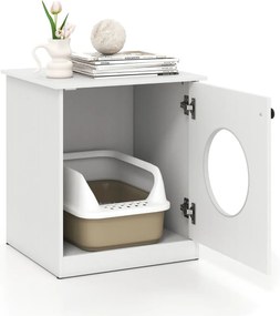 Costway Contenitore per lettiera per gatti toilette nascosta per gattini, Casa per animali da interno Bianco