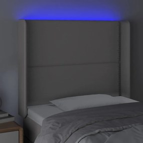 Testiera a led grigio 103x16x118/128cm in similpelle