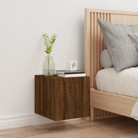 Mobile tv a parete con luci led rovere marrone 30,5x35x30 cm
