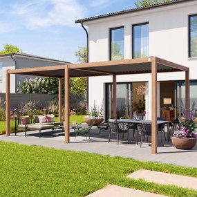 PRIMEYARD Pergola 3x6m, tetto lamellare, look legno - (400112)