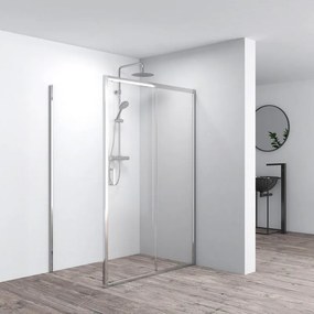 Box doccia con ingresso frontale scorrevole L 120 x H 190 cm vetro senza finitura / trasparente profilo cromato