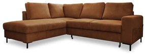 Divano letto angolare in velluto a coste arancione (angolo sinistro) Lofty Lilly - Miuform