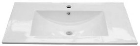 Mobile Bagno 80 Cm 2 Cassetti Con Lavabo In Ceramica Specchio E Colonna Athena Rovere Alaska