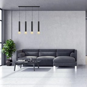 Lampadario a sospensione con filo TUBA 4xE27/15W/230V nero