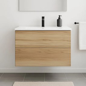 Mobile da bagno sotto lavabo SENSEA Neo rivestimento quercia lucido L 105 x H 64 x P 48 cm 2 cassetti, lavabo non incluso