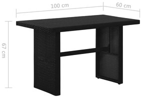 Set Divani da Giardino 3 pz con Cuscini in Polyrattan Nero