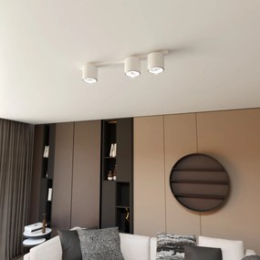Plafoniera Moderna 3 Luci Faretti Ptah In Acciaio Bianco