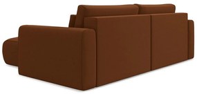 Divano angolare color terracotta allungabile/con contenitore (con penisola a destra/con chaise lounge) con rivestimento in velluto Kapua – Makamii