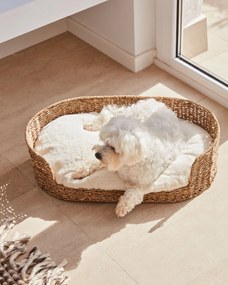 Kave Home - Cuscino portatile per animali domestici Codie in pelo bianco Ã˜ 60 x 10 cm