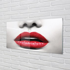 Quadro acrilico Labbra rosse Naso Donna 100x50 cm
