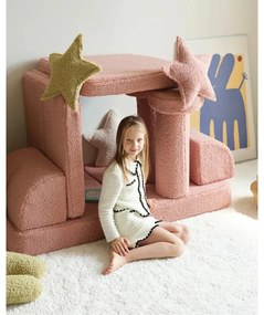 Cuscino per divano da bambini rosa con rivestimento in bouclé Star – Wigiwama