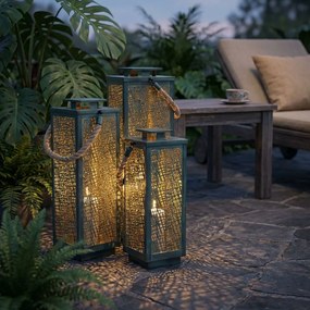 MIDORI - set di 3 lanterne in acciaio