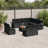 Set Divani da Giardino 12 pz con Cuscini Nero in Polyrattan 3224620