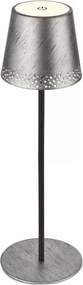 Brilo - Lampada da tavolo ricaricabile a LED a sfioramento KIKI, LED 2,6W/5V, IP44, batteria 2600 mAh, argento