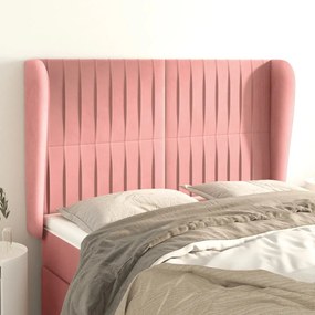 Testiera Ad Orecchio Rosa 147x23x118/128 Cm İn Velluto /
