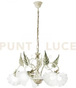 Lampadario isotta avorio 5 luci attacco e14 62x100cm in metallo con...