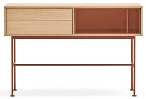 Consolle rosso mattone con impiallacciatura in rovere Yoko - Teulat