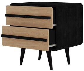 Comodino in colore naturale con motivo in nero Chantal - Støraa