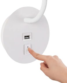 Brilagi - LED Lampada flessibile da muro con porta USB MAYA LED/3W/230V bianco
