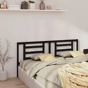 Testiera Per Letto Nera 206x4x100 Cm İn Legno Massello Di Pino /