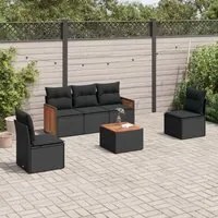 Set Divano da Giardino 6 pz con Cuscini Nero in Polyrattancod mxl 89329