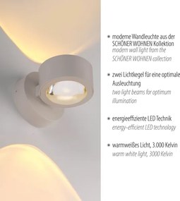 Schöner Wohnen 19331-39 - Lampada da parete LED CHIA 2xLED/2W/230V grigio