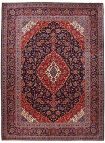 Kashan Tappeto 400x300 Blu (Iran) Annodato A Mano