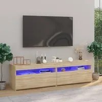 Mobili Porta TV con Luci LED 2 pz Rovere Sonoma 75x35x40 cm 804398