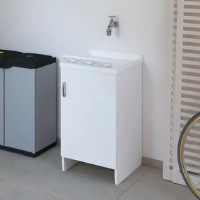 Mobile lavatoio 45x50 cm bianco in kit di montaggio con vasca e asse Ikaro