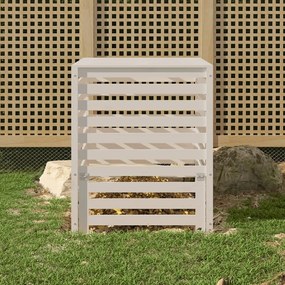 Compostiera Bianca 82,5x82,5x99,5 Cm İn Legno Massello Di Pino /