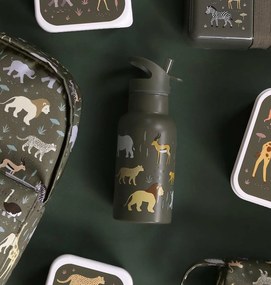 A Little Lovely Company - borraccia in acciaio inox, 350 ml - animali della savana