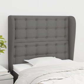 Testiera Ad Orecchio Grigio Scuro 83x23x118/128 Cm İn Tessuto /