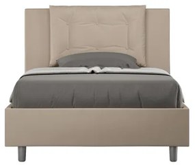 Letto una piazza e mezza con rete imbottito 120x200 similpelle tortora Annalisa