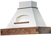 Cappa cucina rustica bianca EPOQUE con cornice in legno intarsio colore tabacco cm 120