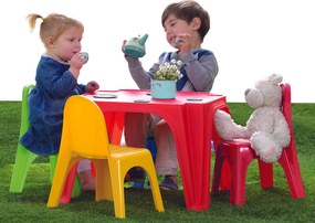 Set Tavolo con 4 Sedie per Bambini in Plastica Multicolore...