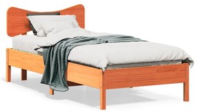 Letto Senza Materasso Marrone Cera 90x190 Cm İn Legno Di Pino /
