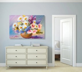 Quadro su tela – Dipinto a olio di fiori estivi