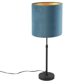 Lampada da tavolo nera con paralume in velluto blu con oro 25 cm - Parte