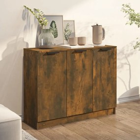 Credenza rovere fumo 90,5x30x70 cm in legno multistrato