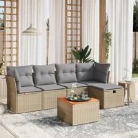 Set Divano da Giardino 6 pz con Cuscini Beige Misto Polyrattan 3264713